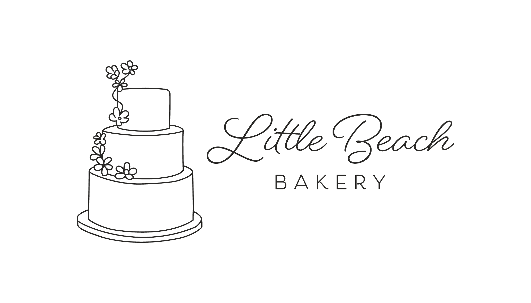 Little Beach Bakery logo — a tiered cake with daisies